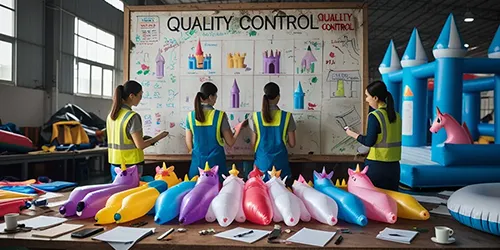 Quality control board in an inflatable castle factory.